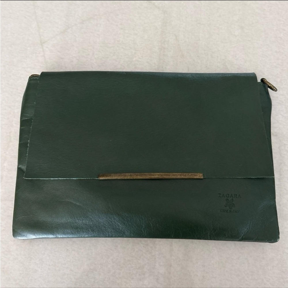 Italian Leather Green Clutch